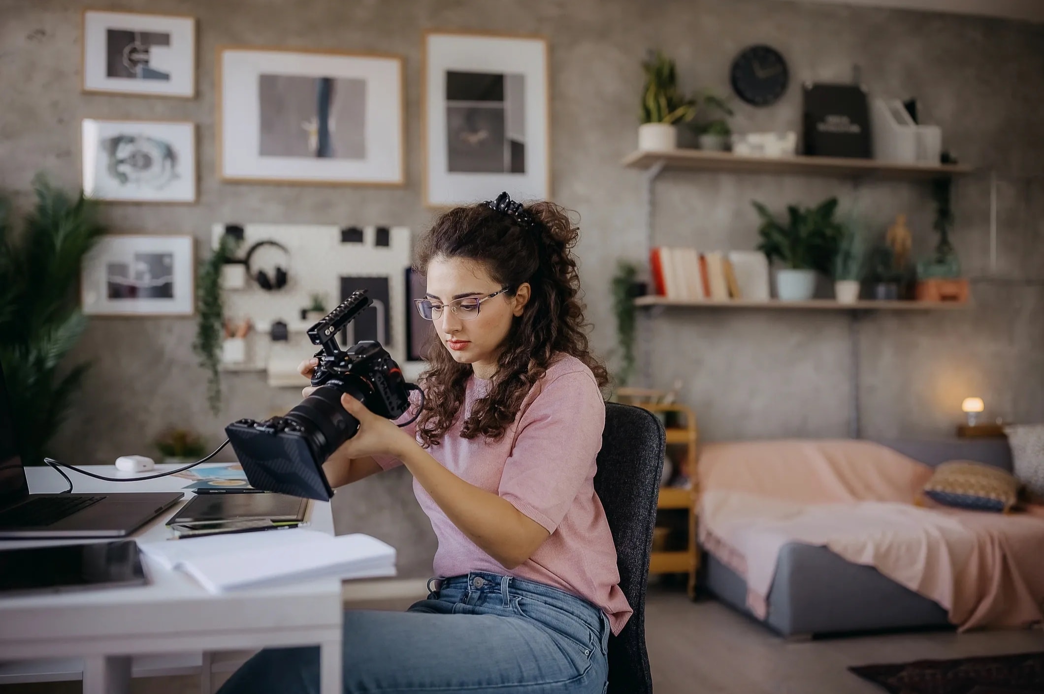 A filmmaker at work behind the camera