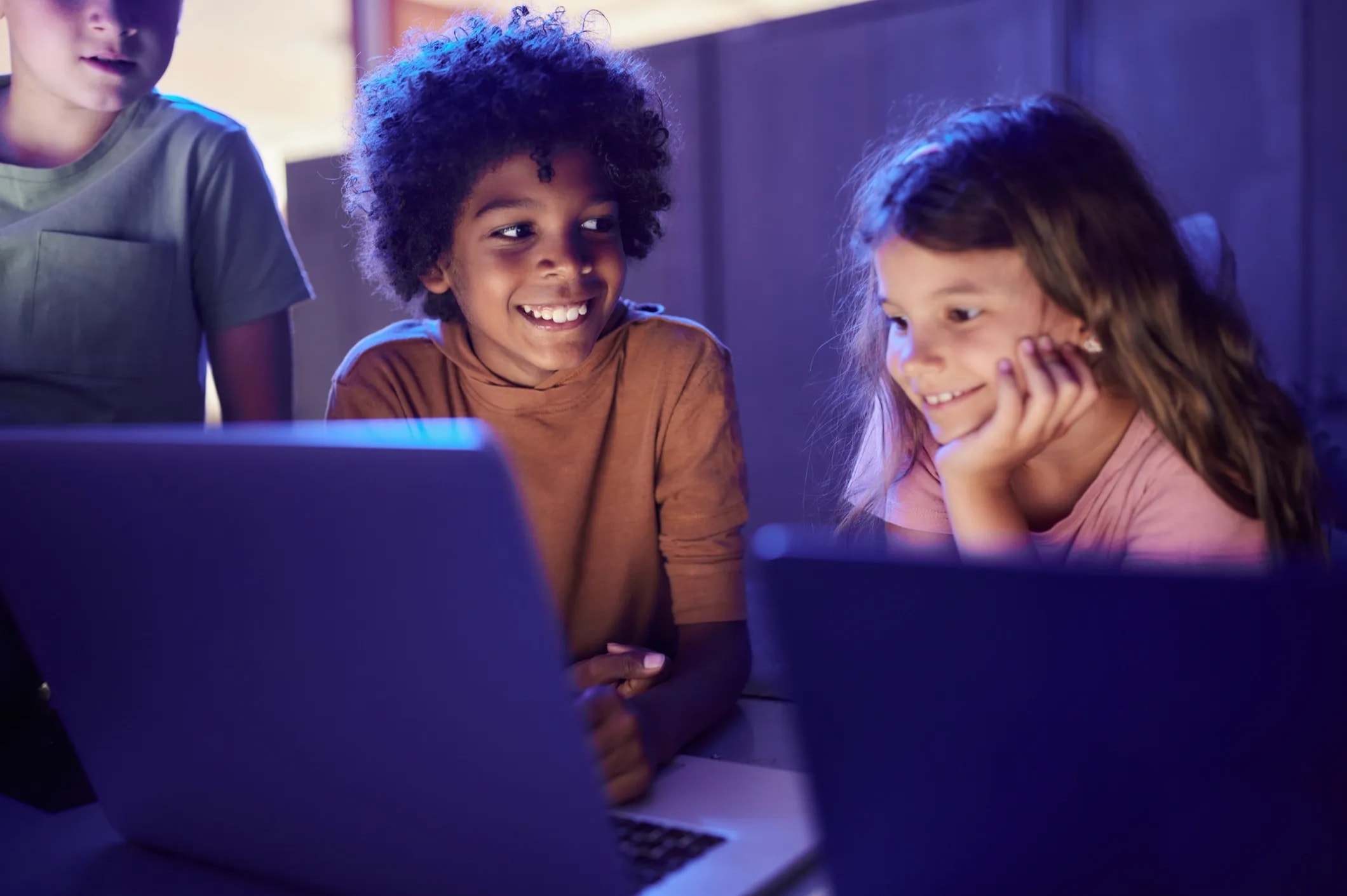 Children enjoying joyful, age-appropriate content